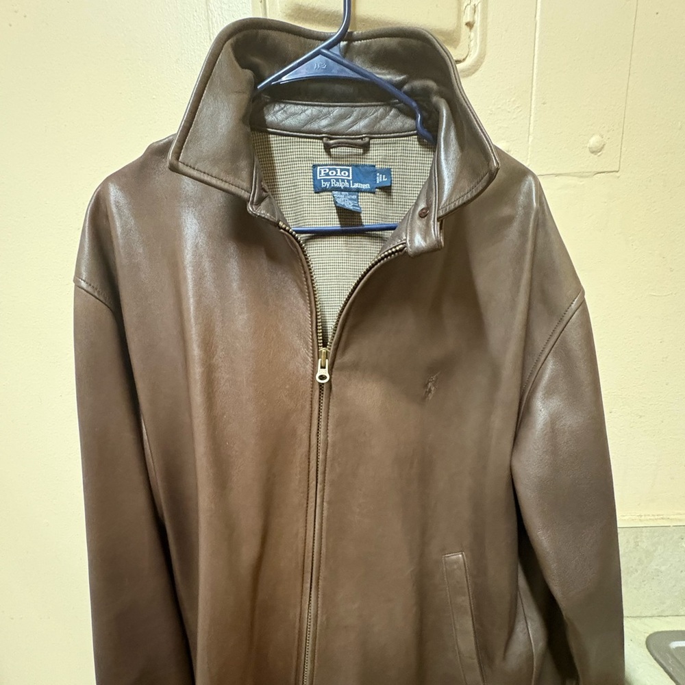 Polo Ralph Lauren leather jacket in superb condition soft lamb skin .
